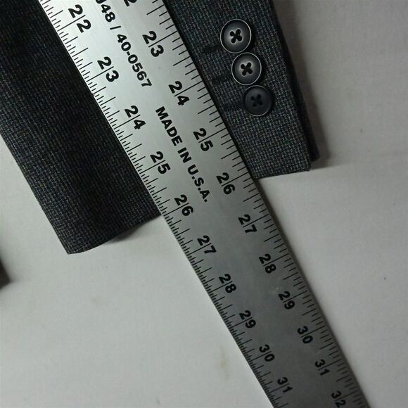 Altamonda 40R Gray Check Double Breasted Peak Lapel Mens Suit Jacket Sport Coat - Picture 9 of 12